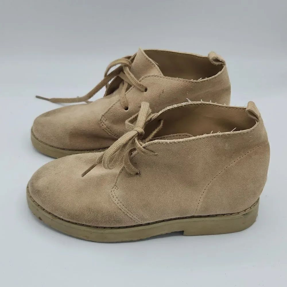 Janie and Jack Suede Lace-up Camel Booties